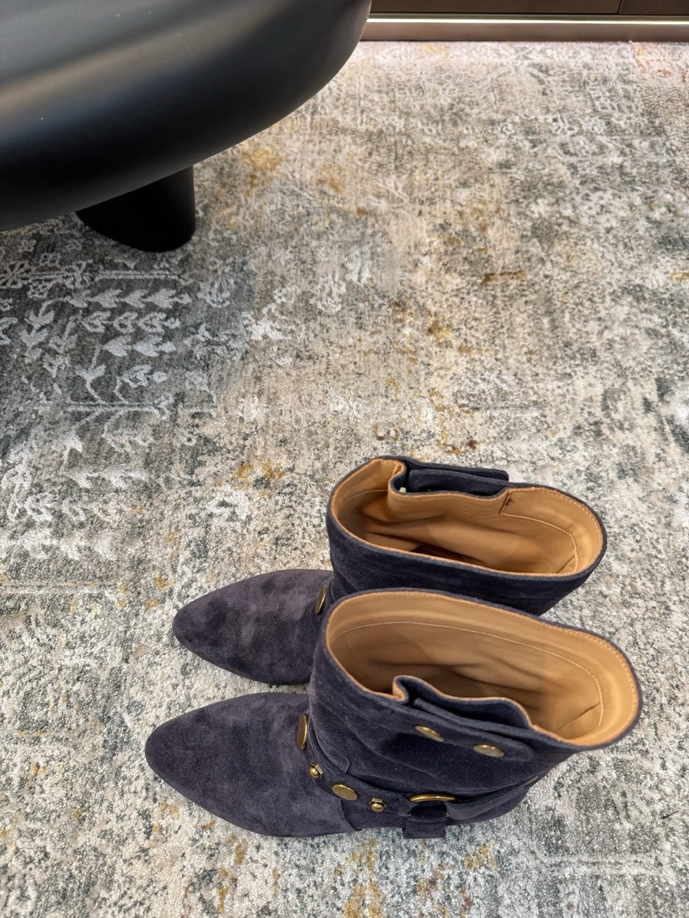Isabel Marant Navy Suede Studded Harness Ankle Boots - Picture 2 of 8